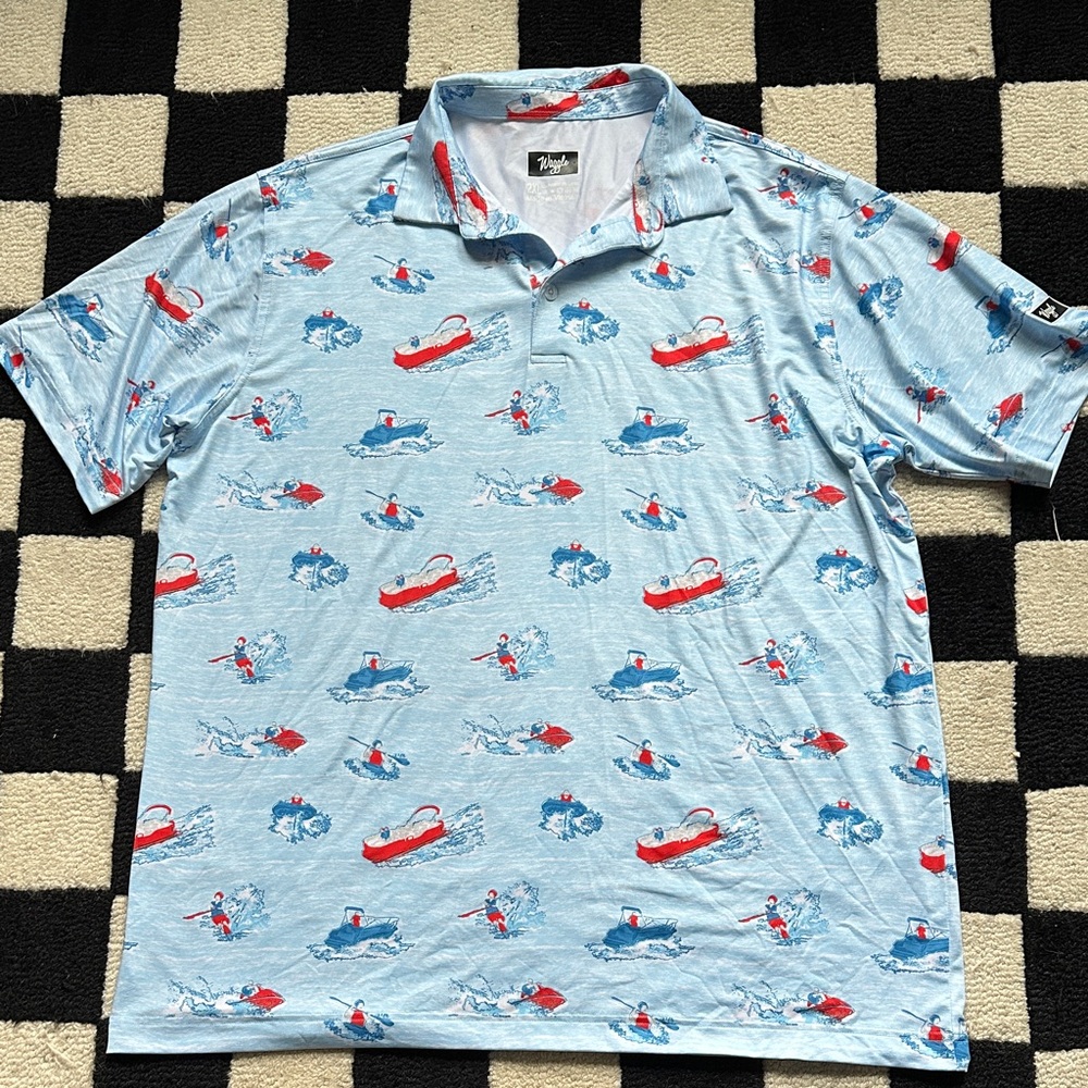Waggle Golf Blue Lake Life Polo Shirt | 2XL